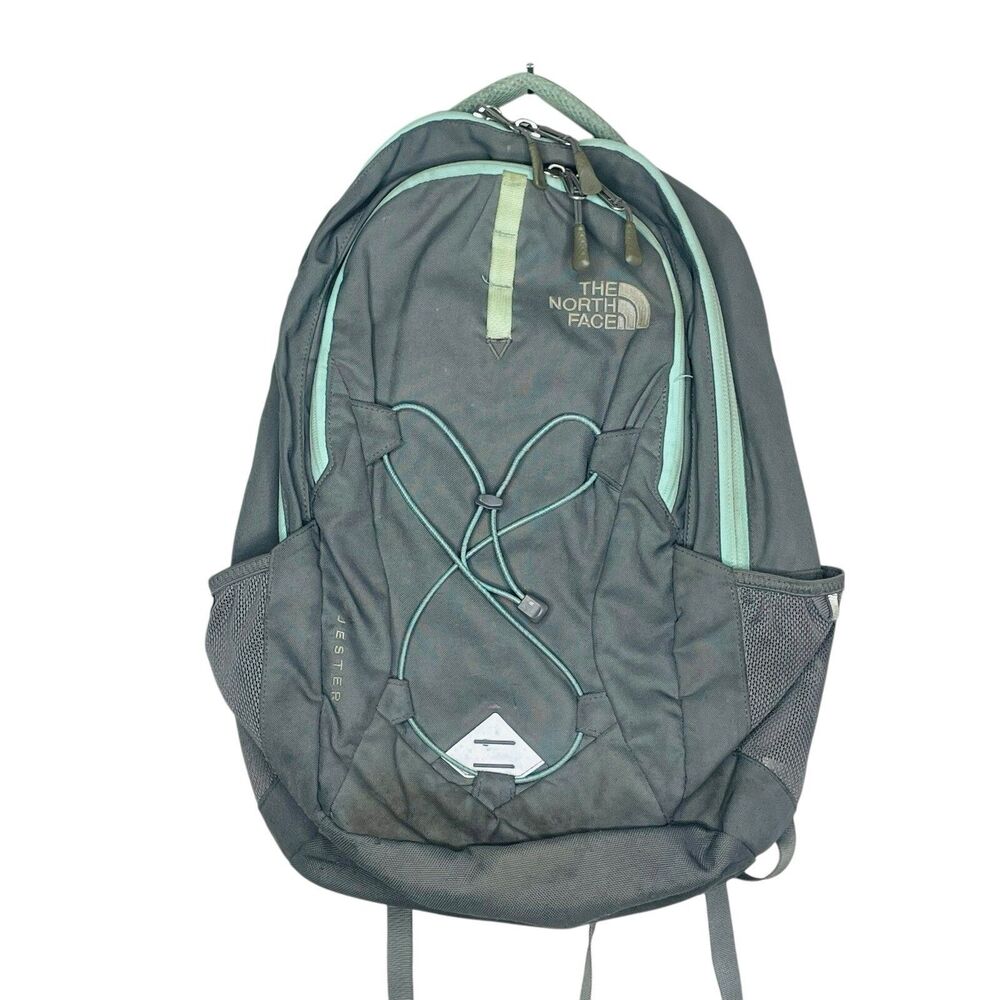 North Face Backpack Women's Gray Blue Jester Hiking Day Laptop Sleeve